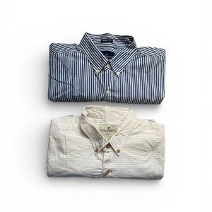 TWO SHIRTS American Eagle Outfitter Classic Fit Stripped Blue and Stripped Tan M